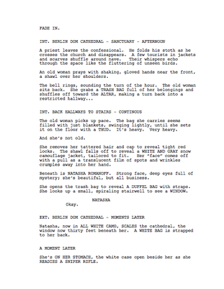 Illustration for article titled Black Widow writer offers first pages of a hypothetical screenplay
